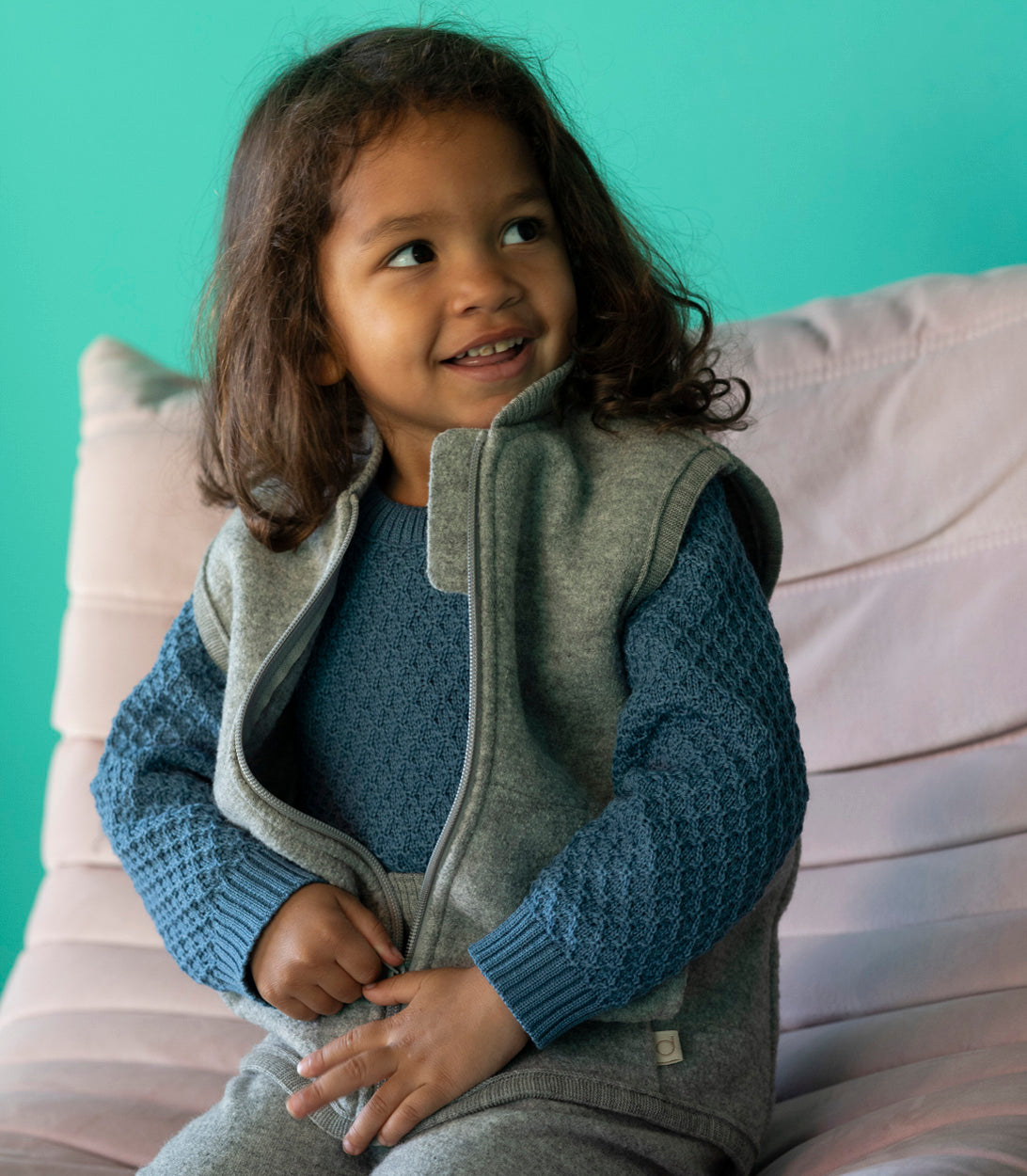 DISANA Aran Pull-Over Sweater for Toddlers/Kids in Organic Merino Wool