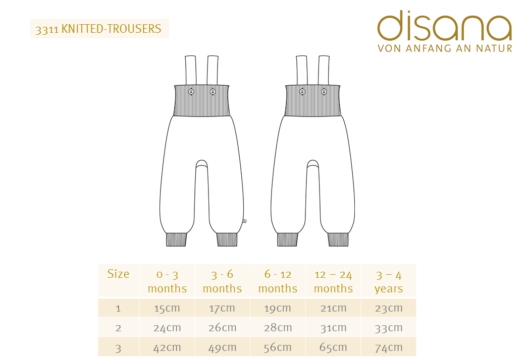 OUTLET DISANA Knitted Wool Bib Pants for Baby/Toddler