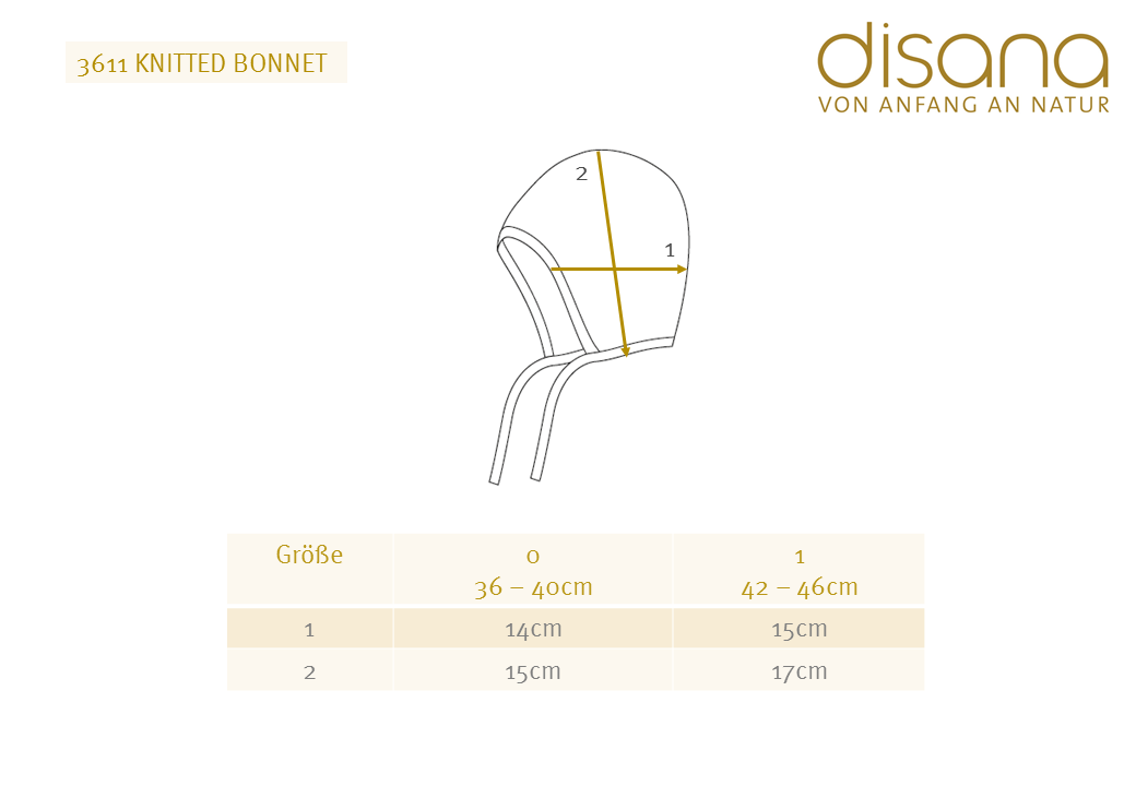 OUTLET DISANA Knitted Baby Bonnet in Organic Merino Wool