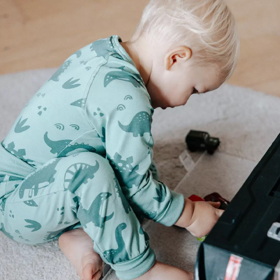 OUTLET Geggamoja® Bamboo/Organic Cotton Baby Baby Pants - GREEN DINOS