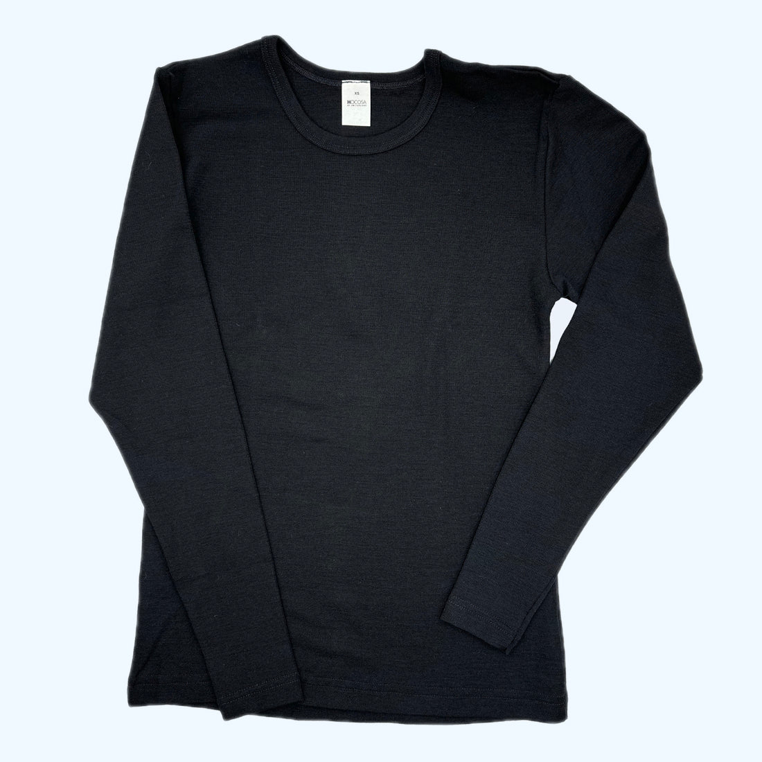 HOCOSA Organic Merino Wool Long-Sleeve Undershirt for Men or Women, Round-neck, Colors