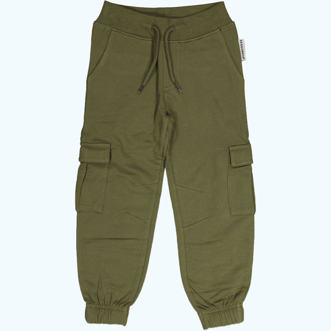 Geggamoja® Cargo-Style Sweat Pants in Organic Cotton - MOSS GREEN