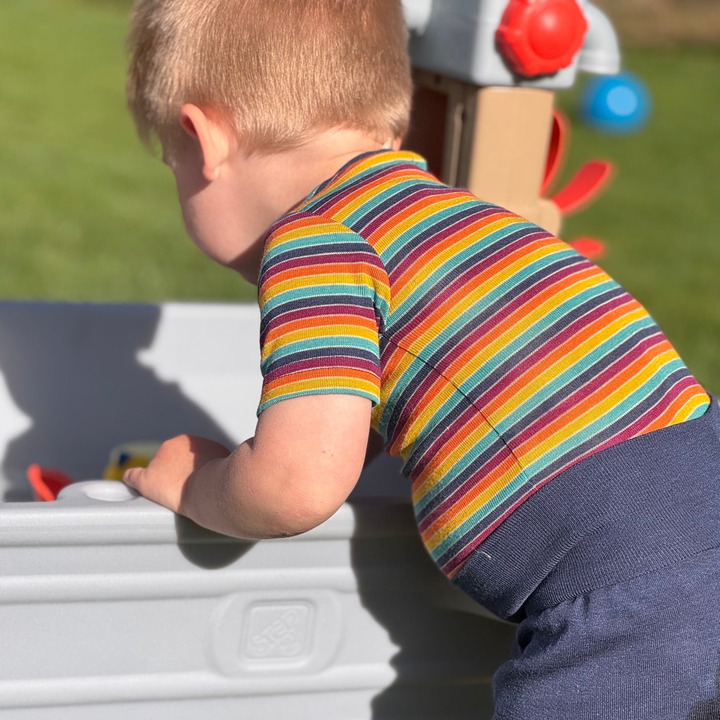 ENGEL Kids' MULTI-COLOR Short-Sleeve Shirt in Organic Wool/Silk Undershirt