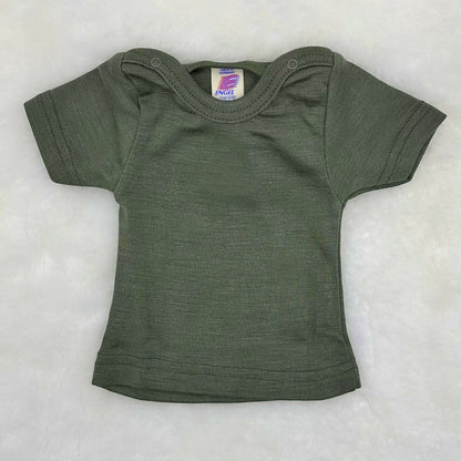 ENGEL Organic Wool/Silk Short-Sleeve Shirt for Baby/Toddler - SOLID OLIVE