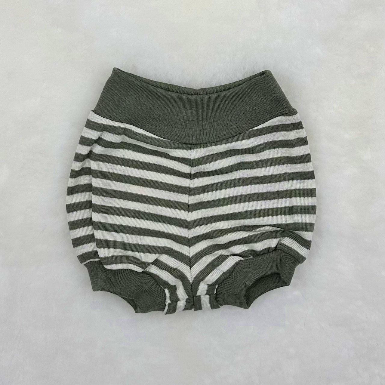 ENGEL Organic Wool/Silk Shorts for Baby/Toddler - OLIVE/NATURAL STRIPE