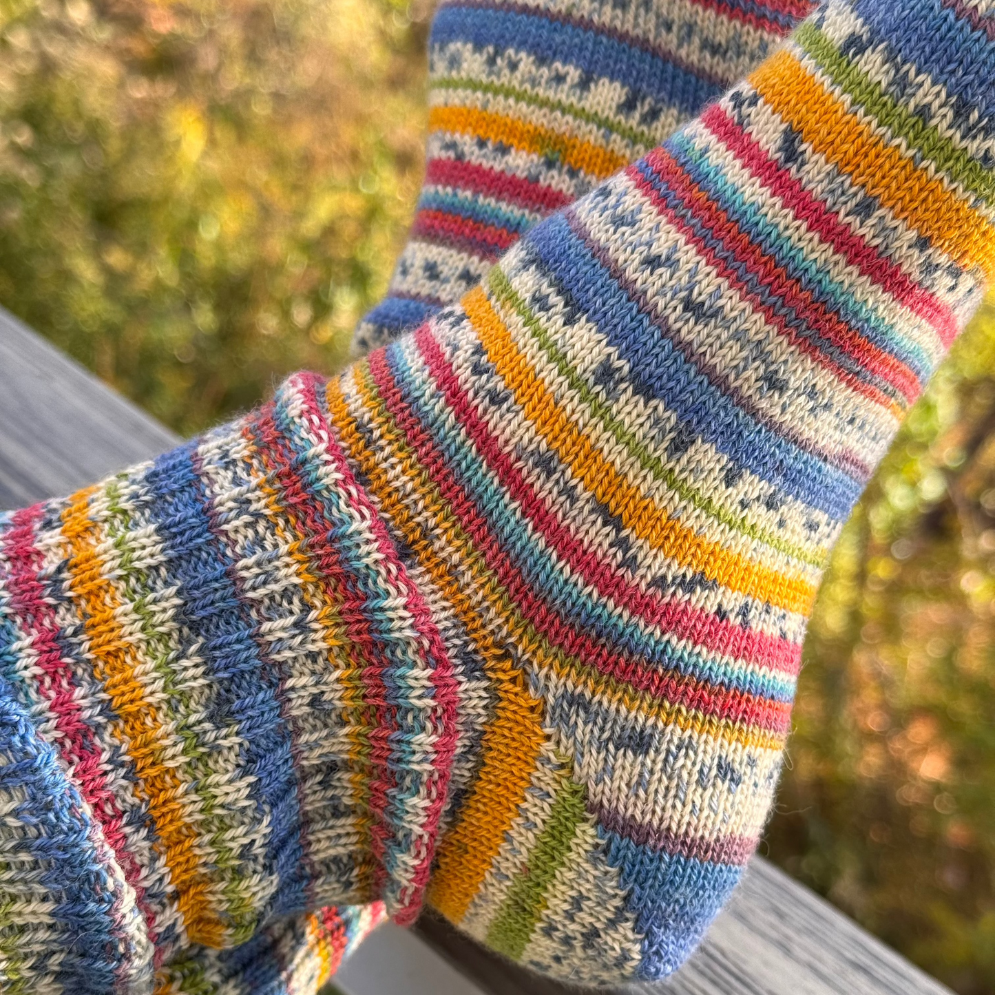 OUTLET GRÖDO Multi-Color Striped Organic Wool Socks - for Adults