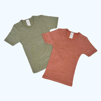 HOCOSA Kids' Short-Sleeve Shirt in Organic Cotton/Wool/Silk