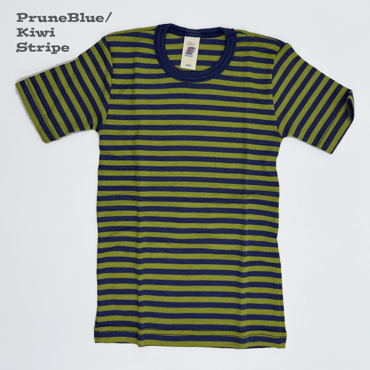 ENGEL Kids' Organic Wool/Silk Undershirt with Short Sleeves - STRIPED