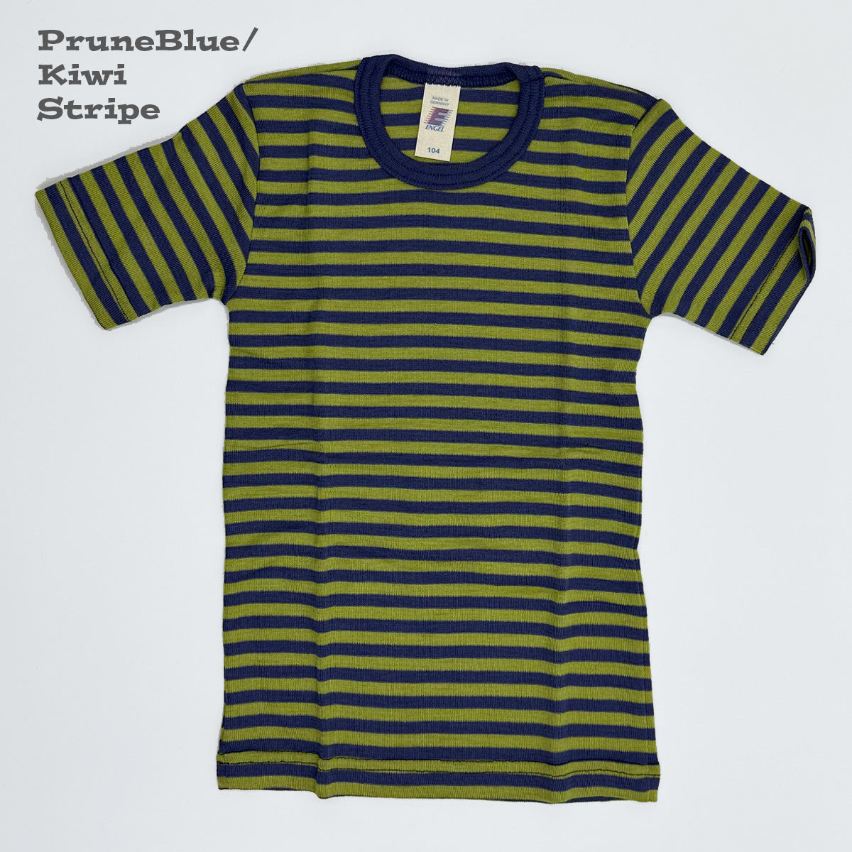 OUTLET ENGEL Kids' Organic Wool/Silk Undershirt with Short Sleeves - STRIPED