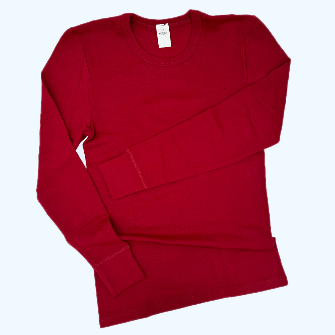 HOCOSA Organic Merino Wool Long-Sleeve Undershirt for Men or Women, Round-neck, Colors