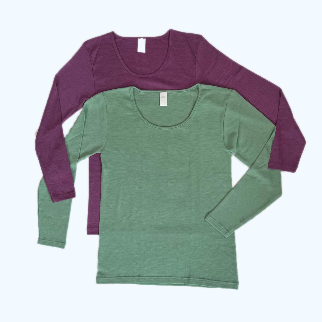 OUTLET HOCOSA Women's Long-Sleeve Round-Neck Undershirt in Organic Wool/Silk