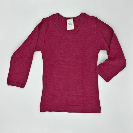 HOCOSA Kid's Organic Wool/Silk Underwear Shirt with Long Sleeves -  DARK ROSE