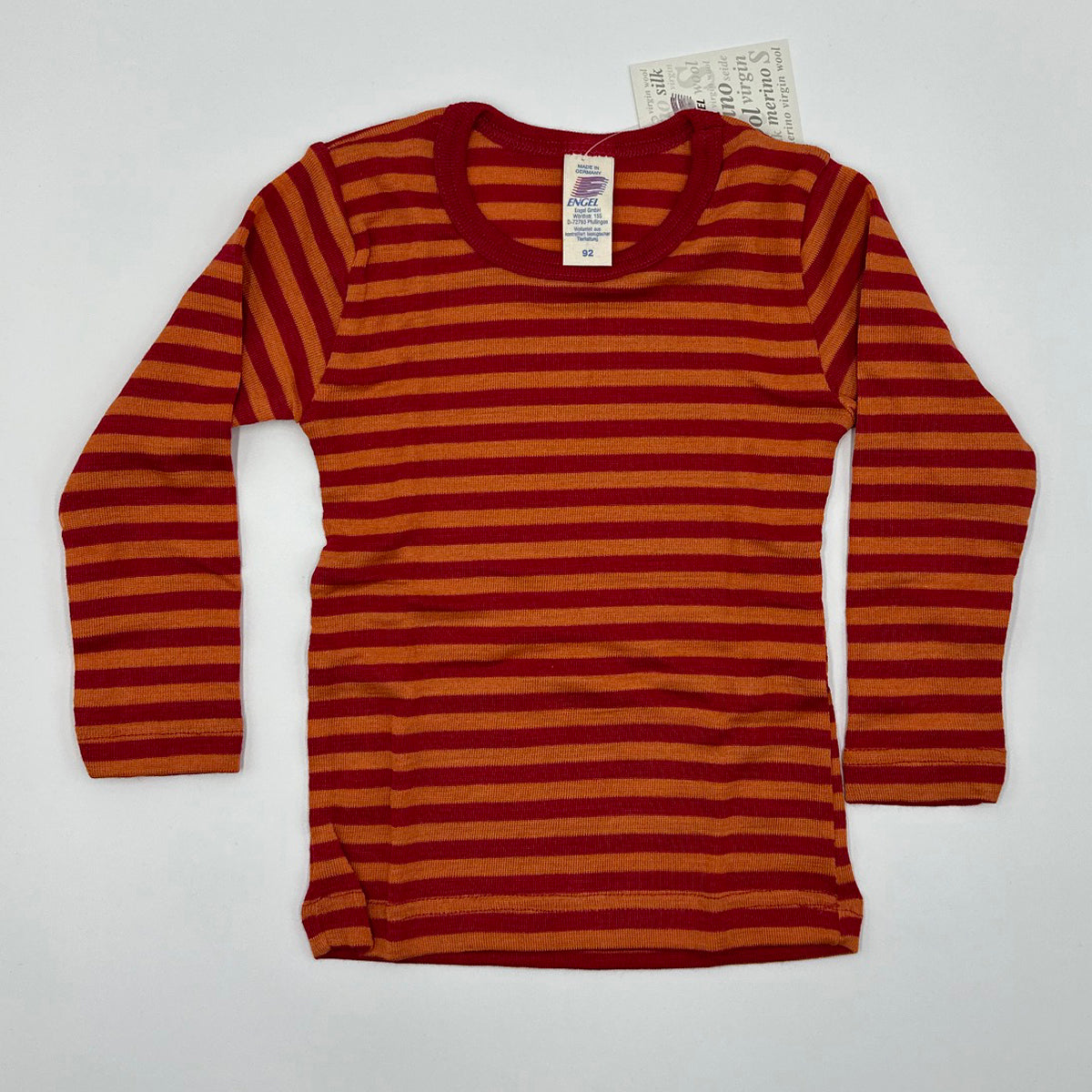 OUTLET ENGEL Kids' Organic Wool/Silk Undershirt with Long Sleeves - STRIPED