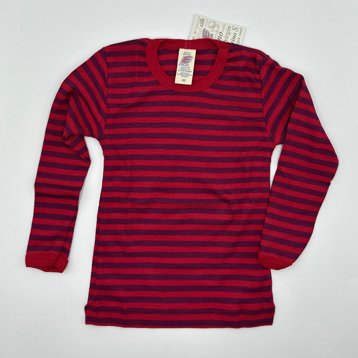 ENGEL Kids' Organic Wool/Silk Undershirt with Long Sleeves - STRIPED, VARIOUS COLORS
