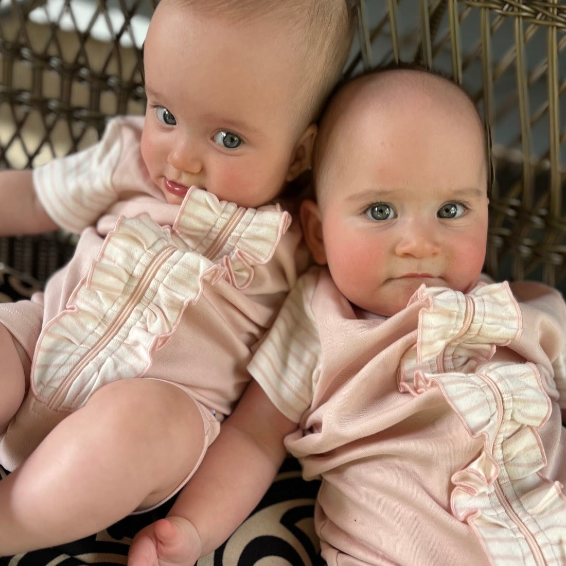 Geggamoja® Organic Cotton Romper, Short-Sleeve - LIGHT ROSE