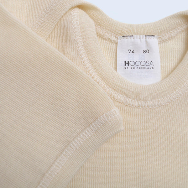 OUTLET HOCOSA Organic Wool Snap-Bottom Shirt with Short Sleeves