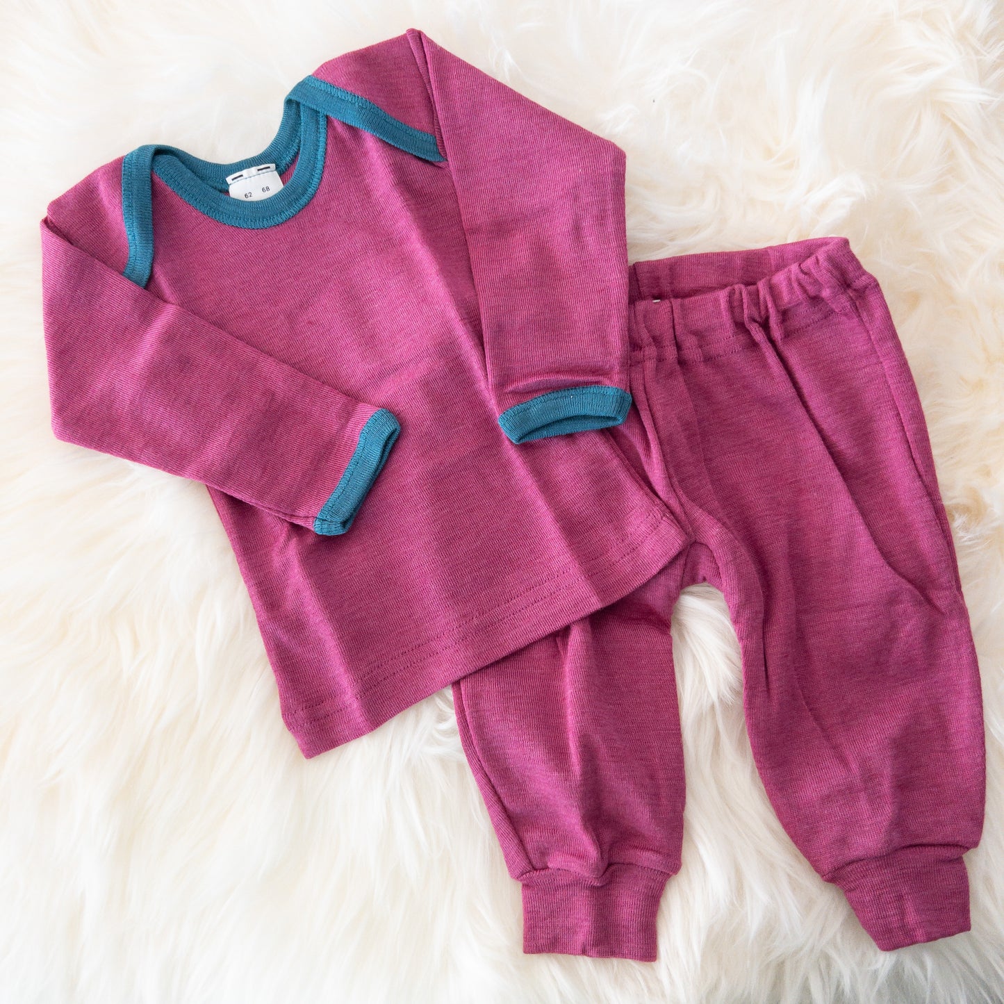 HOCOSA Organic Wool/Silk Baby Shirt with Long Sleeves, Envelope Neckline