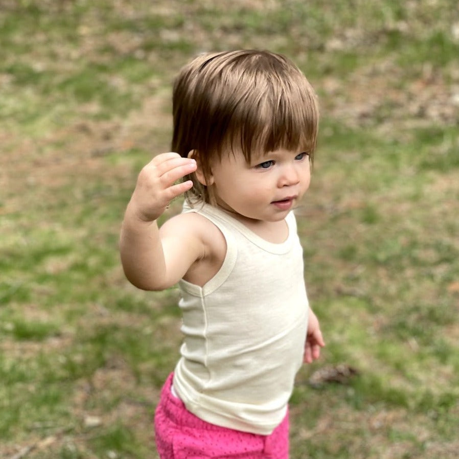 HOCOSA Kids' Organic Merino Wool Sleeveless Undershirt - NATURAL WHITE
