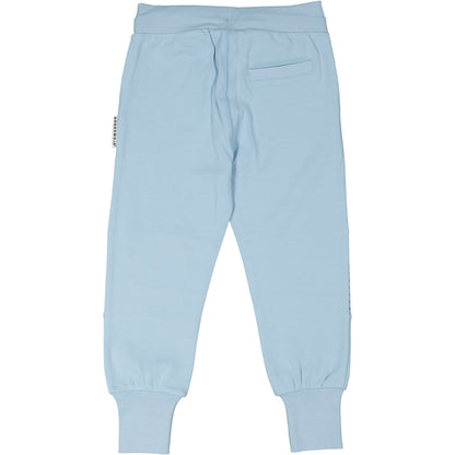 Geggamoja® Organic Cotton Baby/Kids Comfy Pants - SOLID LIGHT BLUE with STRIPED KNEES