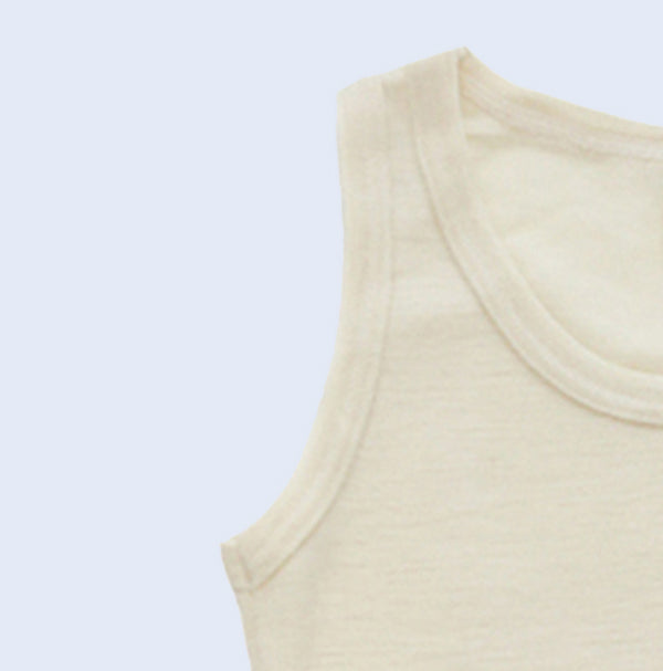 HOCOSA Kids' Organic Wool/Silk Sleeveless Undershirt - NATURAL WHITE