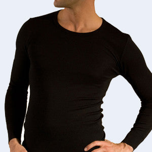HOCOSA Organic Merino Wool/Silk Long-Sleeve Undershirt for Men or Women, Round-neck