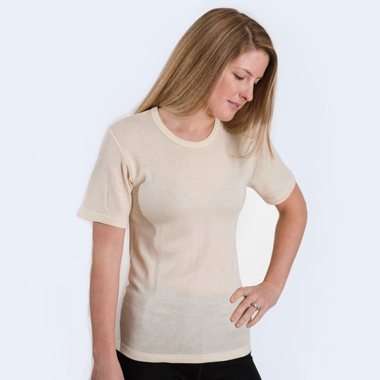 HOCOSA Organic Merino Wool Short-Sleeve Undershirt for Men or Women