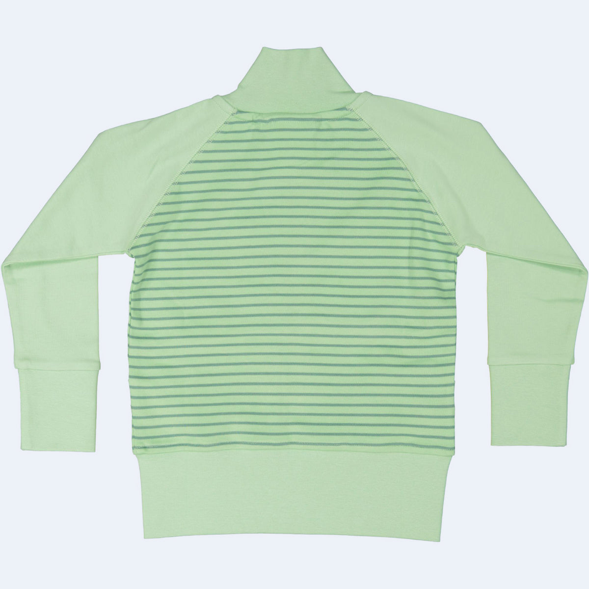 Geggamoja®  "Zipsweater" in Organic Cotton - LIME GREEN STRIPE, sizes up to 8 yr.