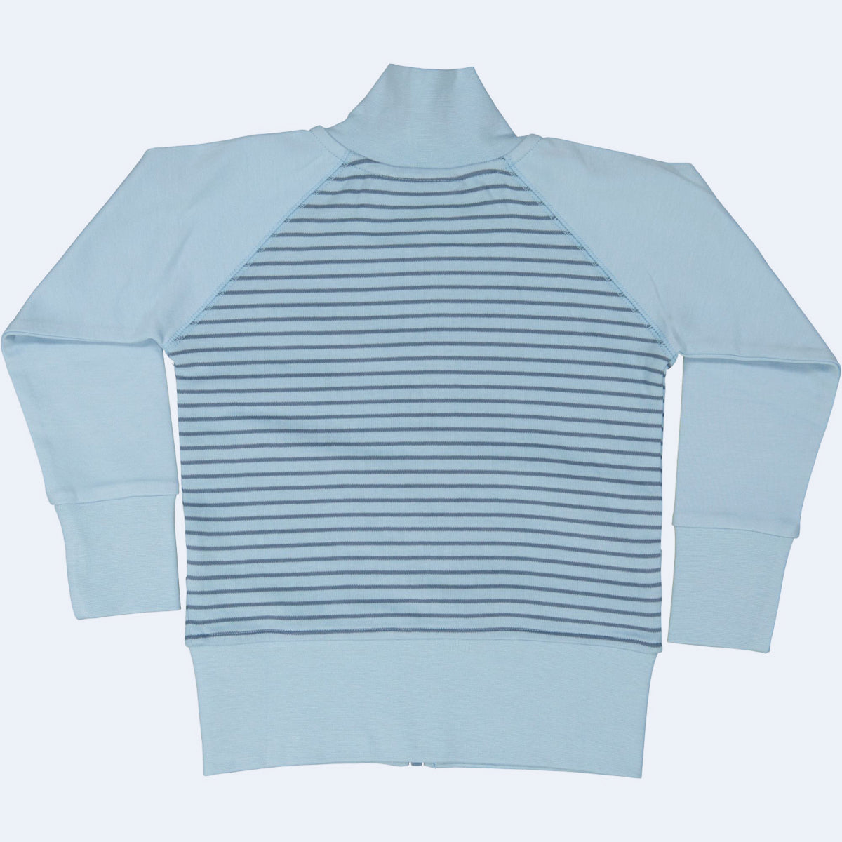 Geggamoja®  "Zipsweater" in Organic Cotton - LIGHT BLUE STRIPE, sizes up to 8 yr.
