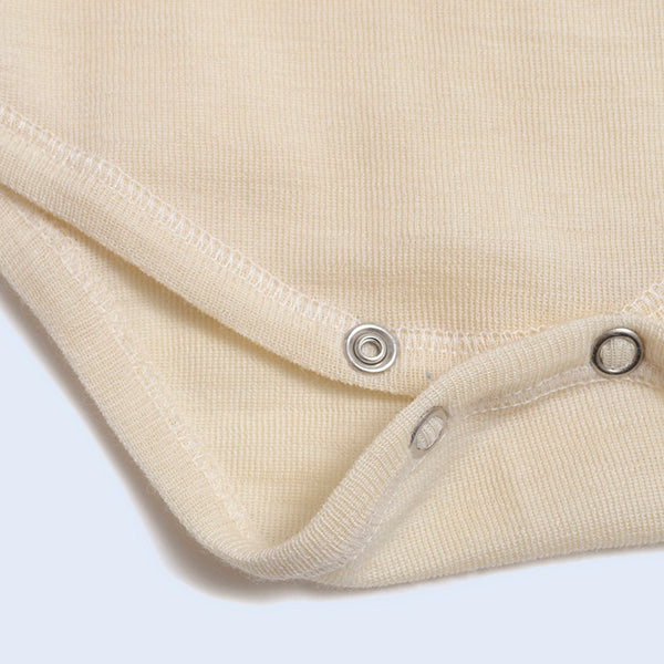 HOCOSA Organic Wool Snap-Bottom Shirt with Short Sleeves