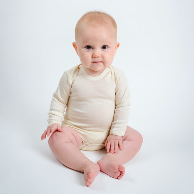 HOCOSA Organic Wool/Silk Snap-Bottom Shirt, Long Sleeves