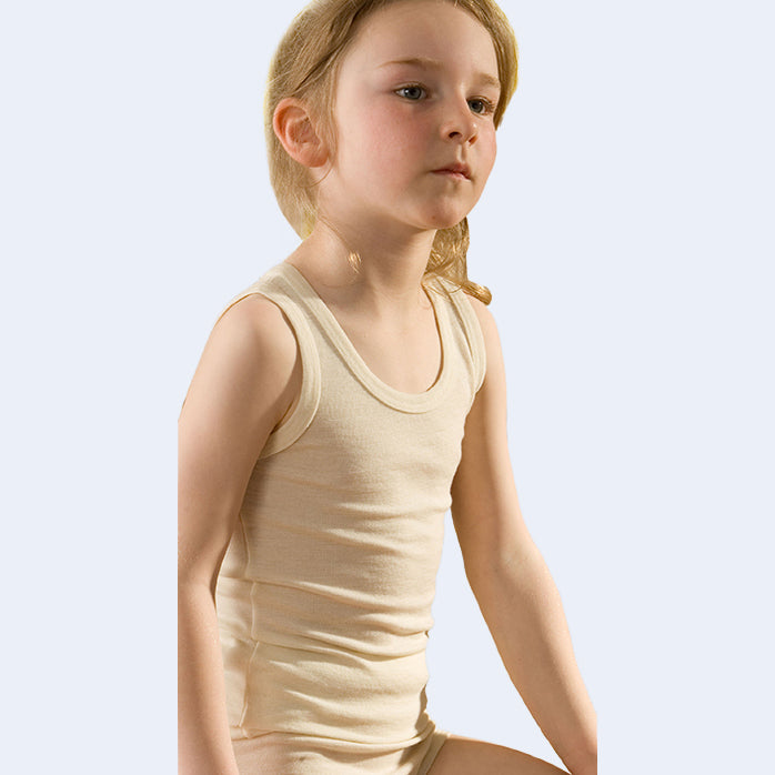 HOCOSA Kids' Organic Merino Wool Sleeveless Undershirt - NATURAL WHITE