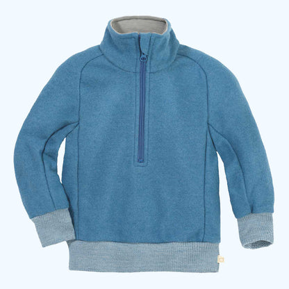 DISANA Kids Half-Zip Sweater in Organic Light-Weight Boiled Wool