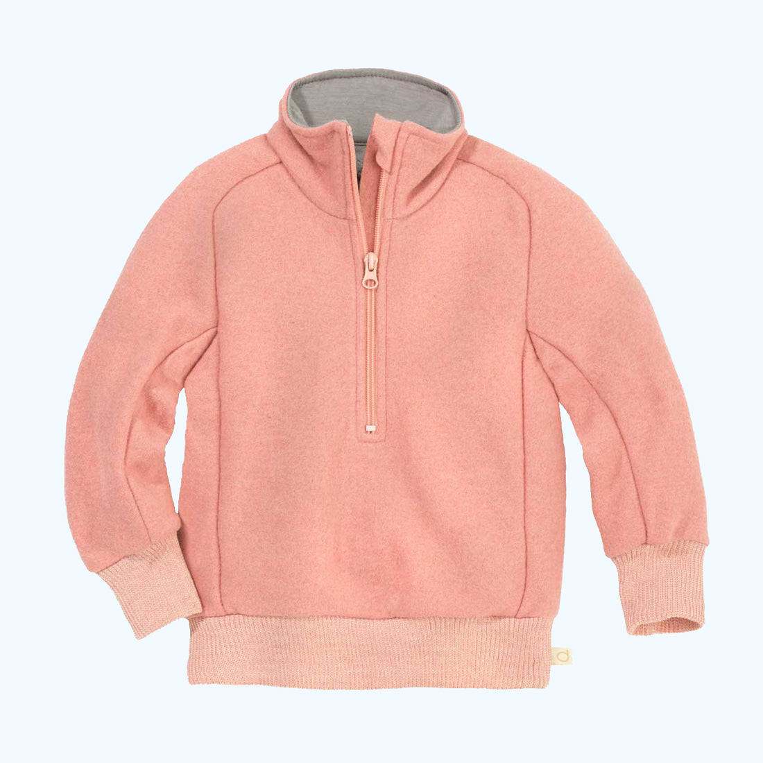 DISANA Kids Half-Zip Sweater in Organic Light-Weight Boiled Wool