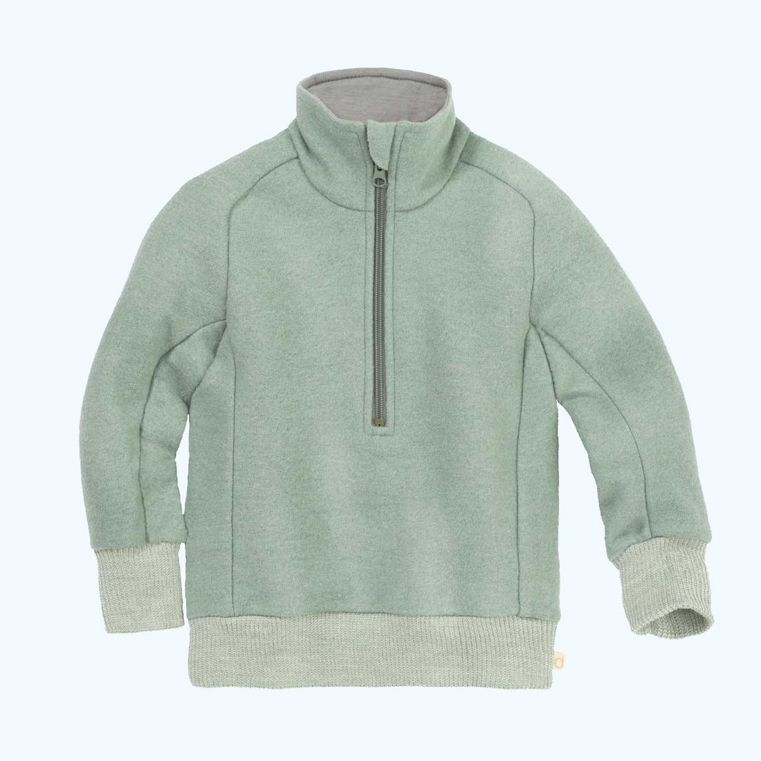 DISANA Kids Half-Zip Sweater in Organic Light-Weight Boiled Wool