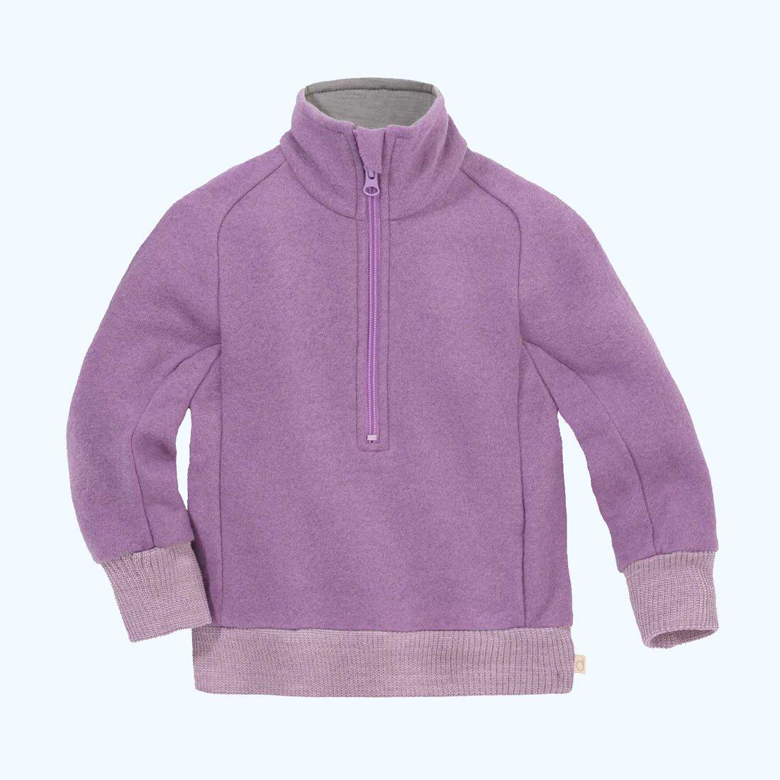 DISANA Kids Half-Zip Sweater in Organic Light-Weight Boiled Wool
