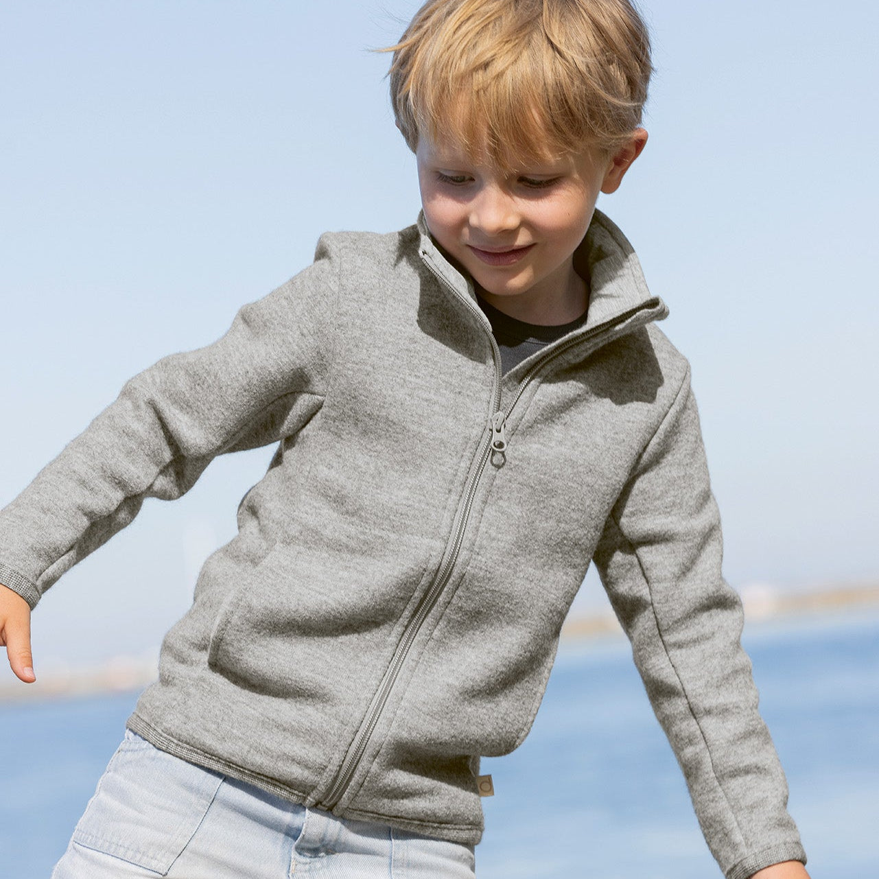 DISANA Kids Zipper Jacket in Organic Light-Weight Boiled Wool