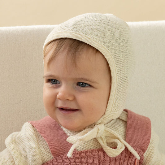 DISANA Knitted Baby Bonnet in Organic Merino Wool