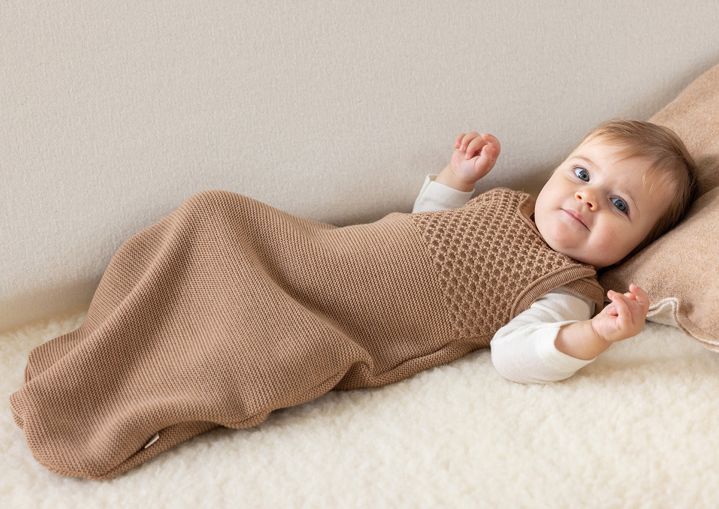 DISANA Knitted Organic Merino Wool Sleeveless Sleeping Bag for Baby