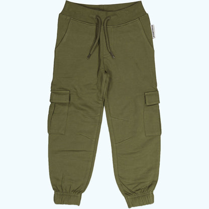 Geggamoja® Cargo-Style Sweat Pants in Organic Cotton - MOSS GREEN