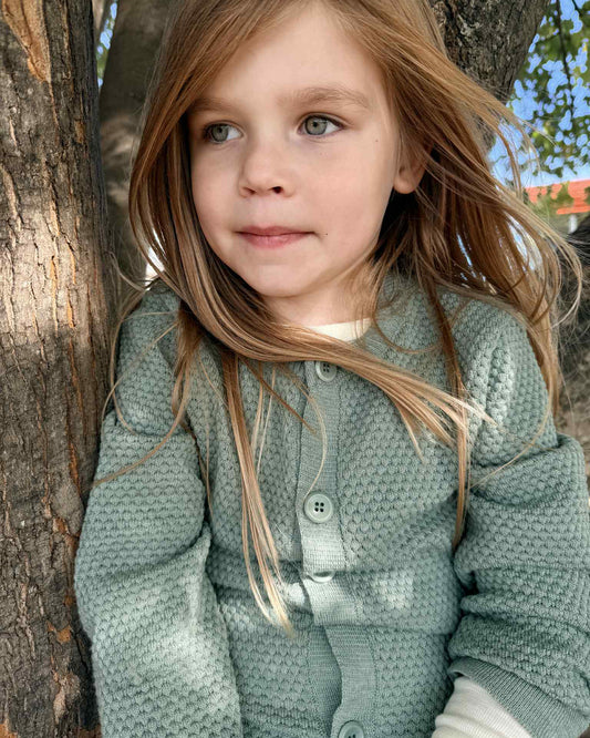 DISANA Organic Merino Wool Honeycomb Cardigan for Babies & Kids
