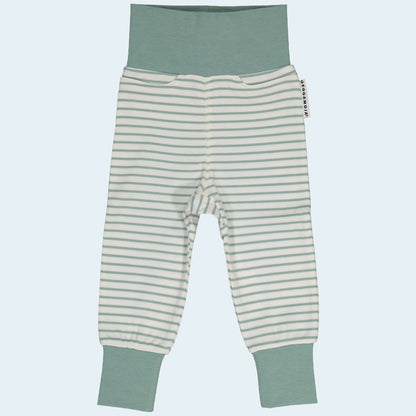 Geggamoja® Organic Cotton Baby/Toddler Pants - CREAM/LIGHT SAGE STRIPE
