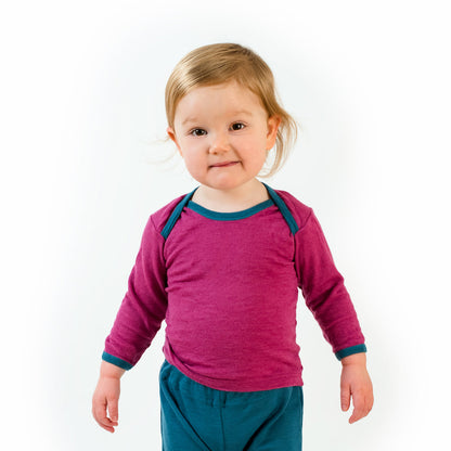 OUTLET HOCOSA Organic Wool/Silk Baby Shirt with Long Sleeves, Envelope Neckline