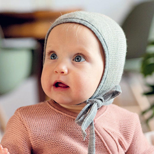 DISANA Knitted Baby Bonnet in Organic Merino Wool