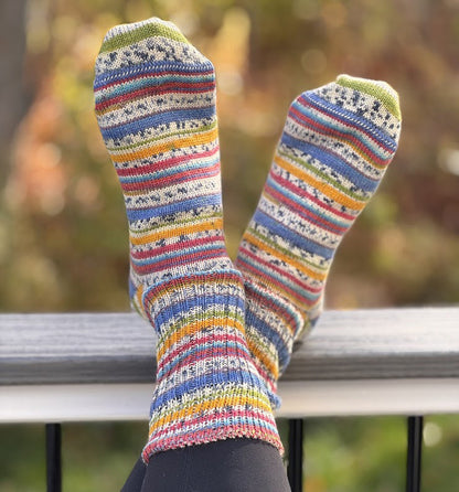 GRÖDO Multi-Color Striped Organic Wool Socks - for Adults