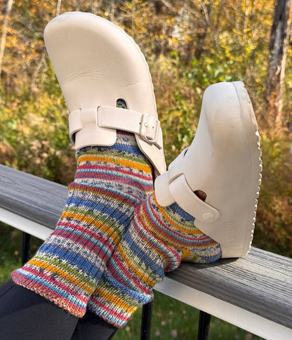 GRÖDO Multi-Color Striped Organic Wool Socks - for Adults
