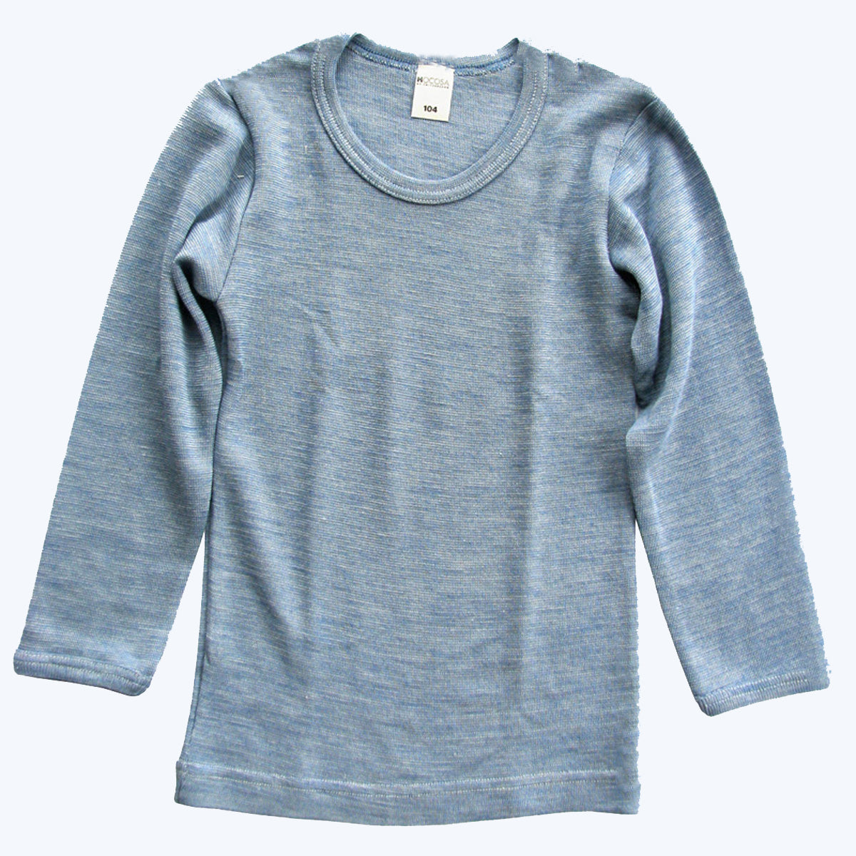 HOCOSA Kid's Organic Wool/Silk Underwear Shirt with Long Sleeves -  FADED JEANS BLUE
