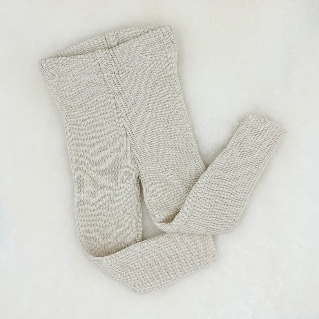 Children's soft cotton jersey knit tights - Natural white