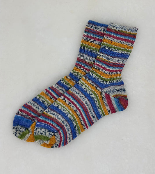 GRÖDO Multi-Color Striped Organic Wool Socks - for Adults