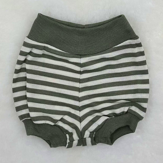 ENGEL Organic Wool/Silk Shorts for Baby/Toddler - OLIVE/NATURAL STRIPE