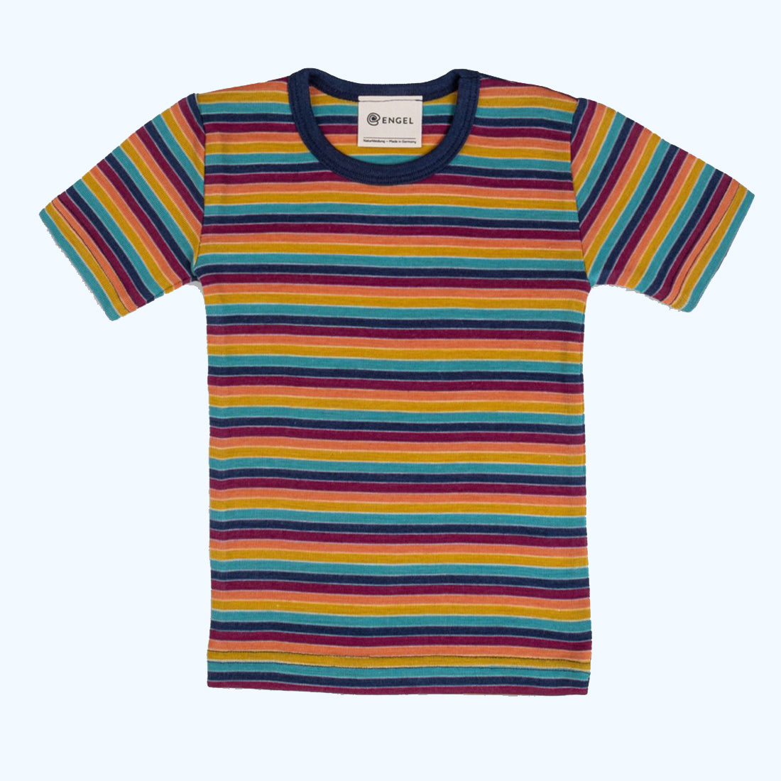 ENGEL Kids' MULTI-COLOR Short-Sleeve Shirt in Organic Wool/Silk Undershirt